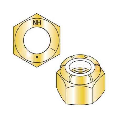 Nylon Insert Lock Nut, 1/4-28, Steel, Grade 8, Yellow Zinc, 600 PK